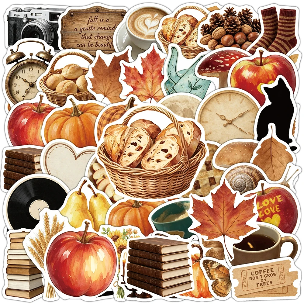 10/30/50pcs Ins Style Brown Cartoon Artsy Stickers Aesthetic Retro Decorative Laptop Stationery Vintage Graffiti Sticker Toys