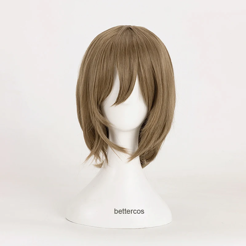 Peluca de Cosplay Persona 5 Goro Akechi de alta calidad, pelo sintético corto de lino marrón resistente al calor, pelucas de Anime + gorro de peluca