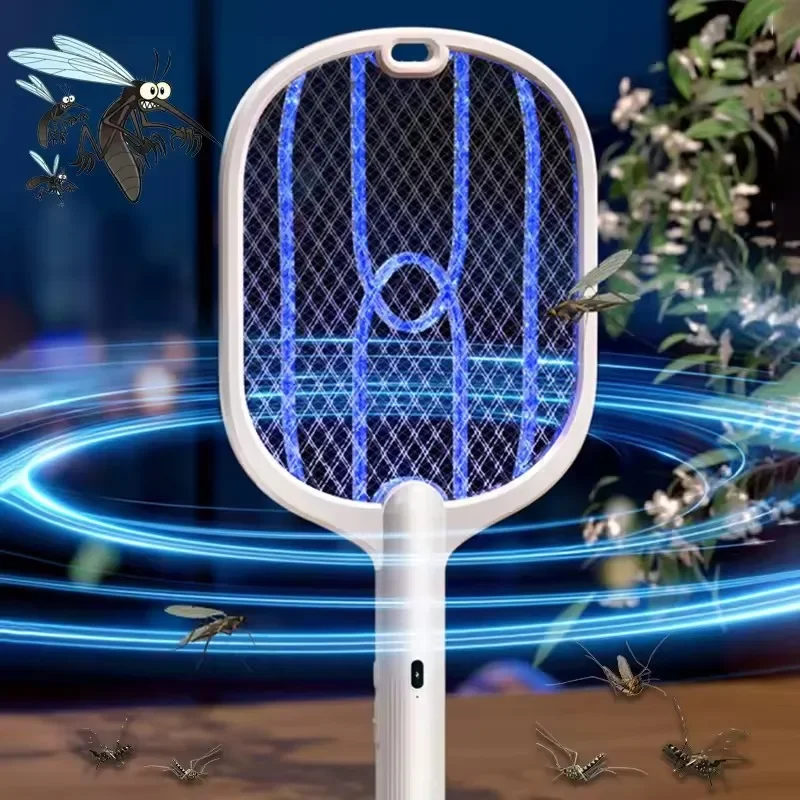 

3000V Electric Mosquito Killer Fly Swatter Trap Type-C Rechargeable Mosquito Racket Insect Killer With UV Light Bug Zapper