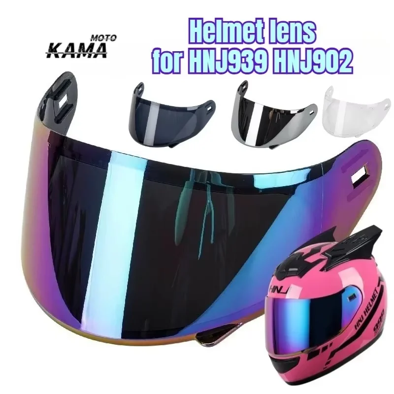 HNJ Motorcycle Cat Ear Helmet Lens HNJ 939 902 Mask Full Helmet Lens Black Color Silver Transparent 4 Color Cascos Para Moto
