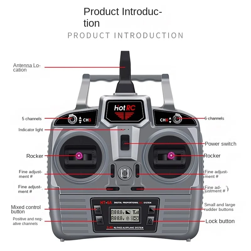 Hotrc телефон с дистанционным управлением и возвратом напряжения, 6-канальный приемник, модель самолета с неподвижным крылом, автомобиля, лодки, самолета, двунаправленный