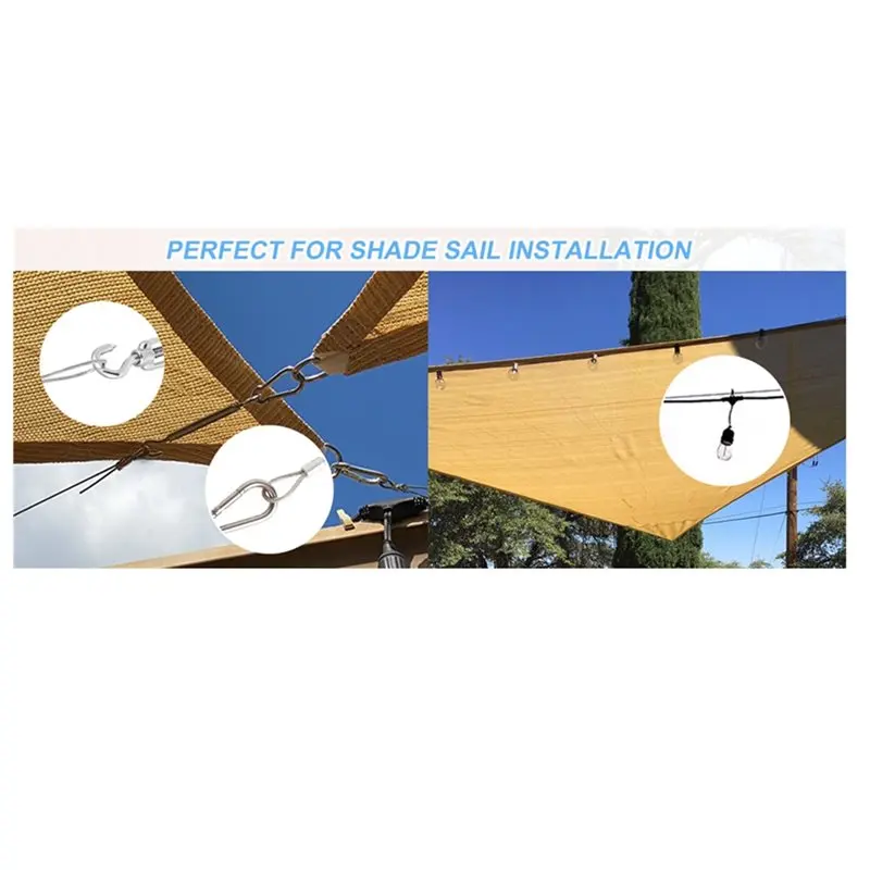 AB46-Shade Sail Hardware Kit With Cable Wire Rope Hanging Kit For Outdoor Curtain String Light Sun Shade Sails Installation