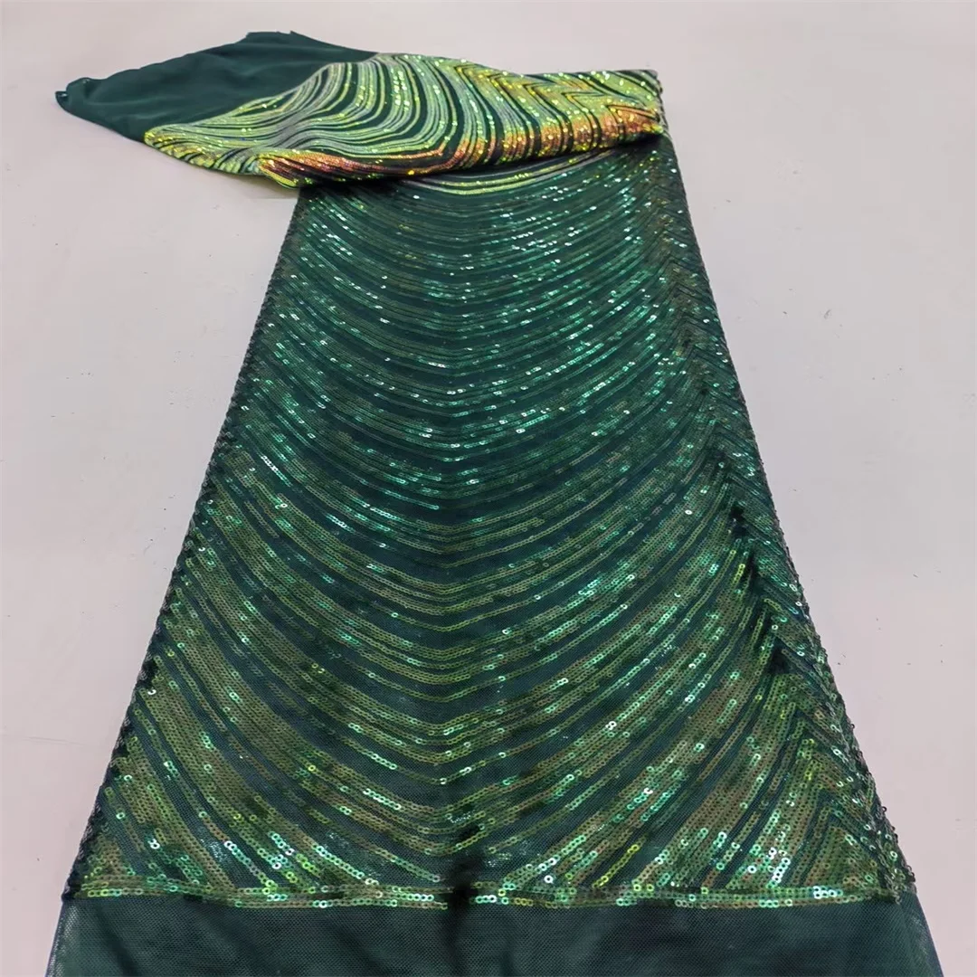 France Sequins Tulle Lace Fabric High-Quality 5 Yards African Swiss Voile Embroidery Mesh Net Lace Fabric For Sewing Party Dress