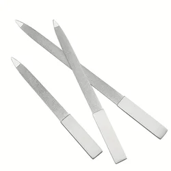 3Pcs Nail File Stainless Steel Double Side Nail File Buffer Metal File Fingernails Toenails Manicure Files for Salon and Home