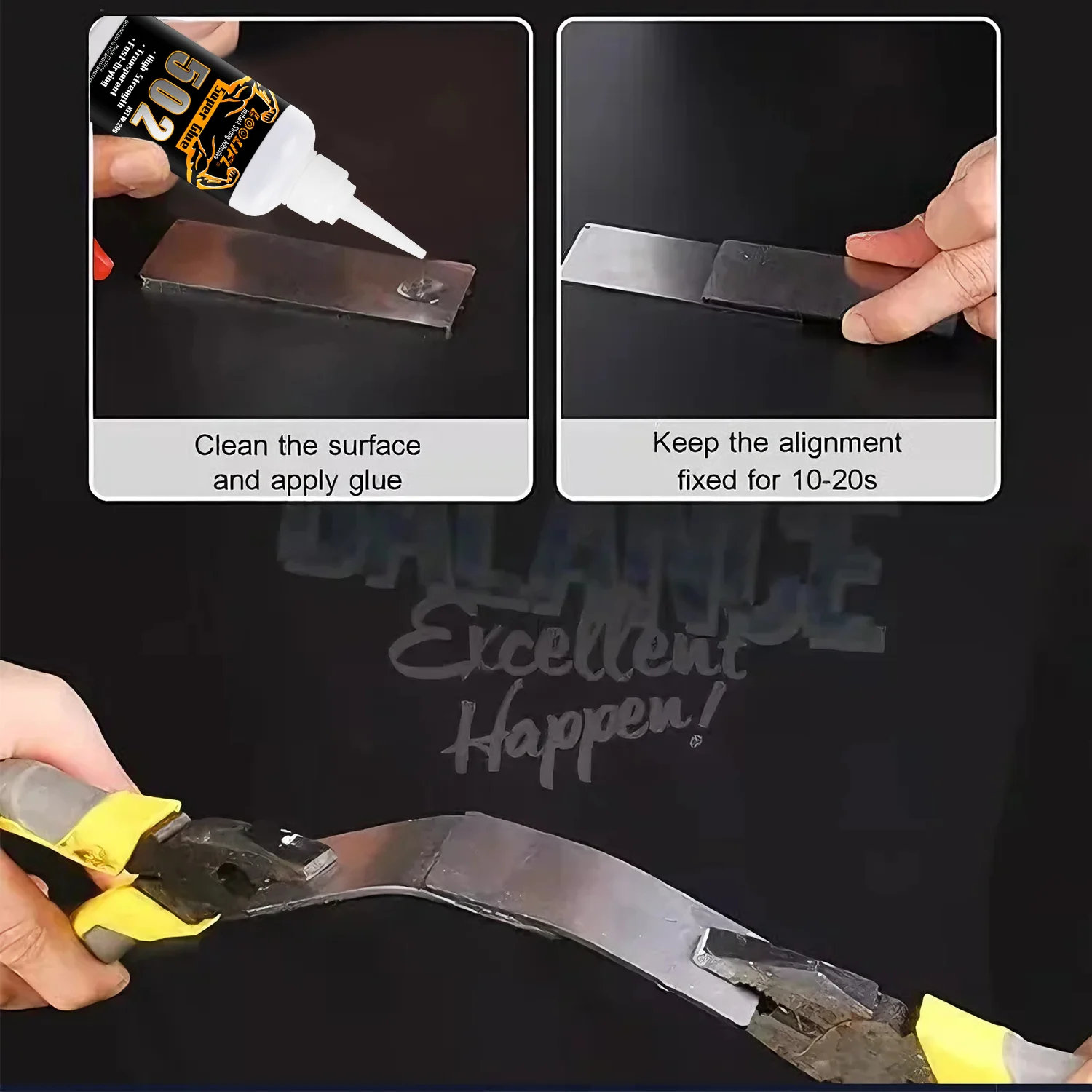 502-Super Glue, Cyanoacrylate High-Strength Quick-Drying Adhesive, Universal Transparent Colorless Glue with Precision Nozzle, Anti-Clogging Device