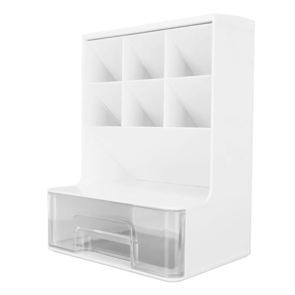 Rounded Edge Slanted Pen Holder Multi Compartment Lightweight Drawer Storage Box Smooth Surface Large Capacity Pen Rack