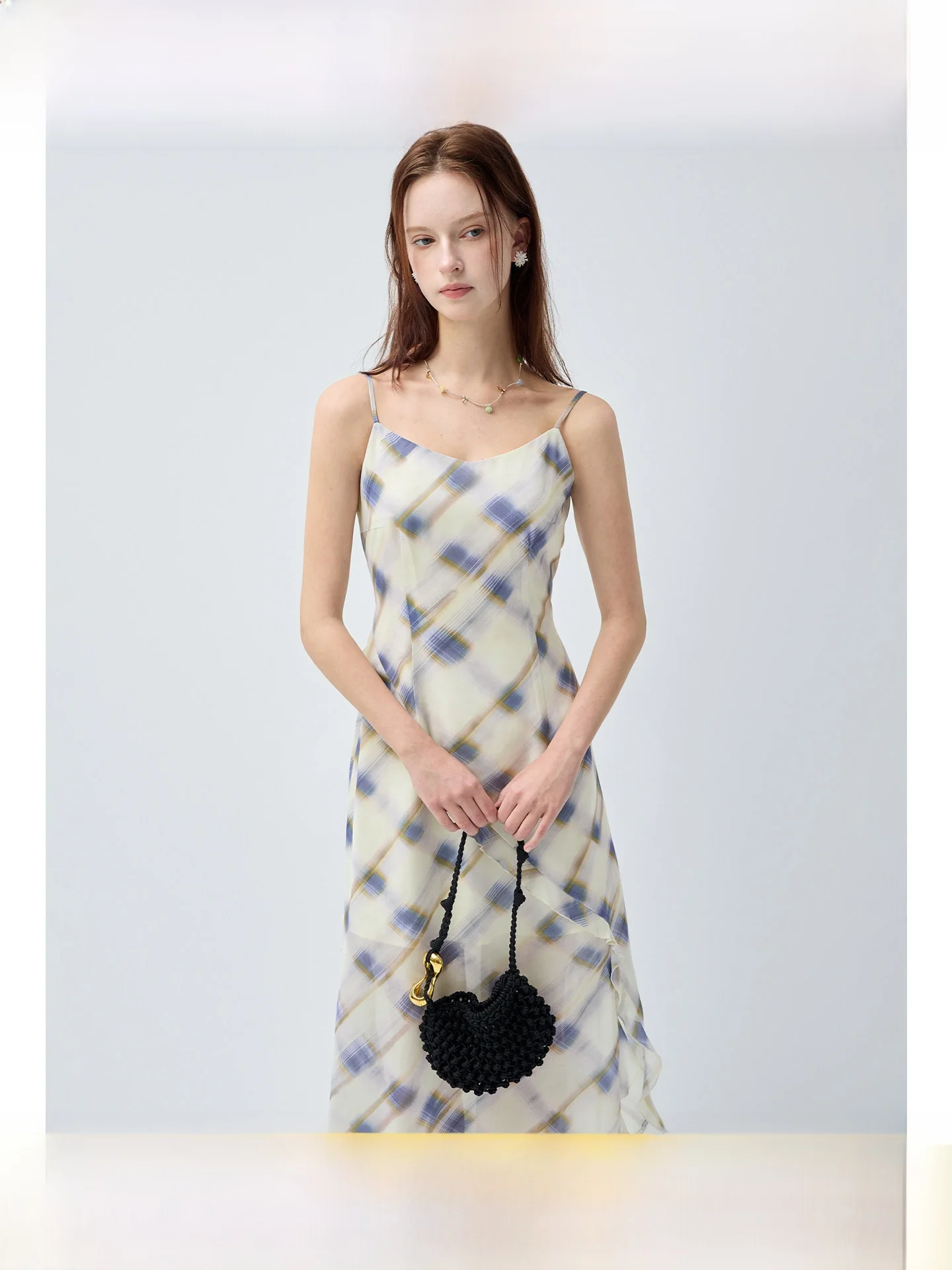 

plus Size Plaid Wrap Dress Slimming Waist Summer New Style Elegant Long Dress for Plump Women Rui Minimalist Straight Cut Dress