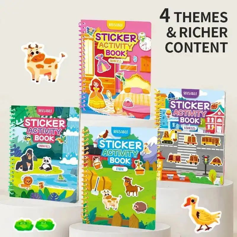 DIY Reusable Sticker Books Multi-scene Bubble Sticker Quiet Busy Paste A Book Montessori Educational Toys for Children