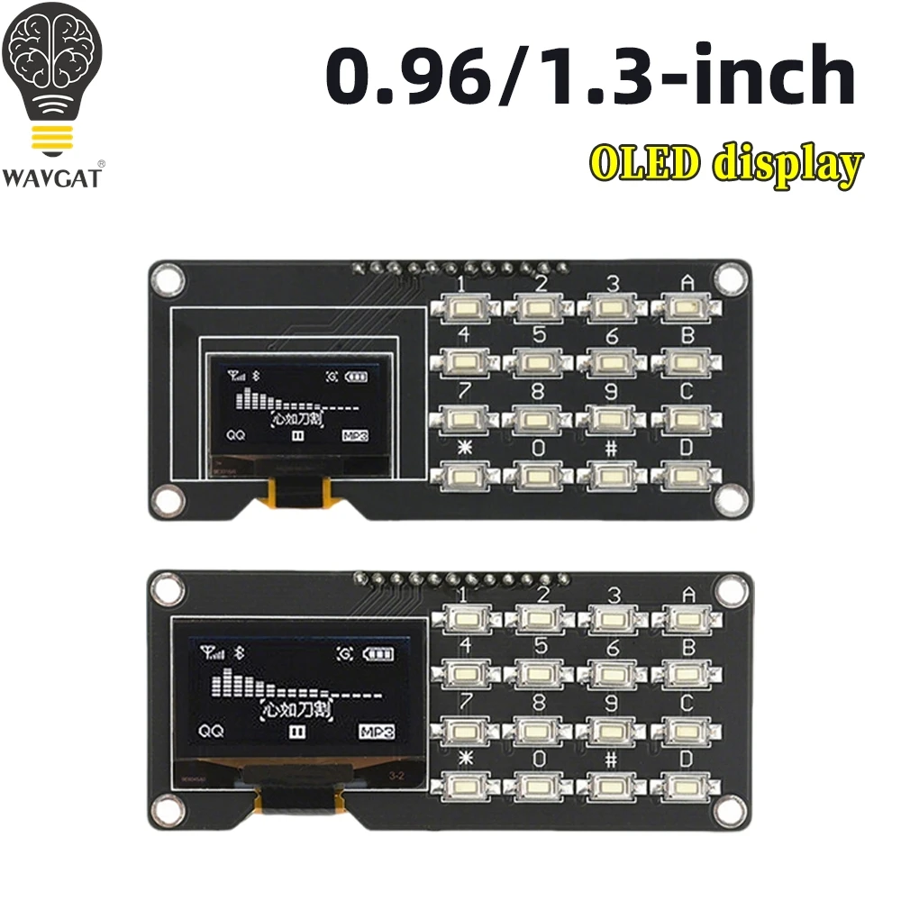 WAVGAT 0.96 /1.3 inch OLED display SSD1106 SSD1315 with 4x4 keyboard 16P button Display Module screen module for arduino