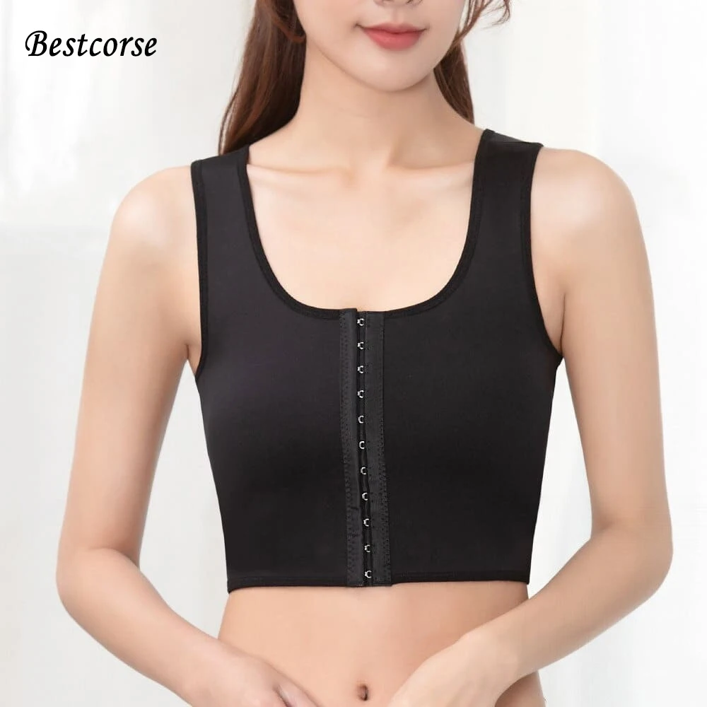 

Operative Post Surgery Surgical Bra Chest Binder For Lesbian Women Men With Hook Plus Size Transgender Breast Binder Tomboy Ftm