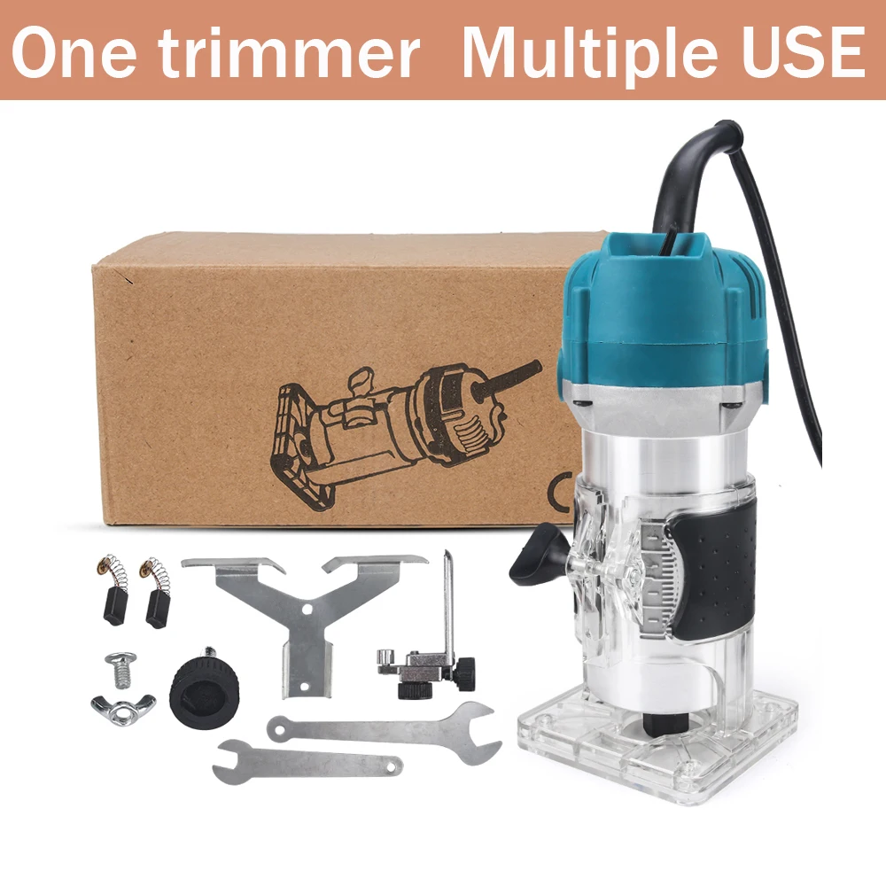 800w Wood Trimming Machine 30000rpm Trimmer Router 220V Wood Milling Slotting Trimmer Machine Hand Carving Wood Router Machine