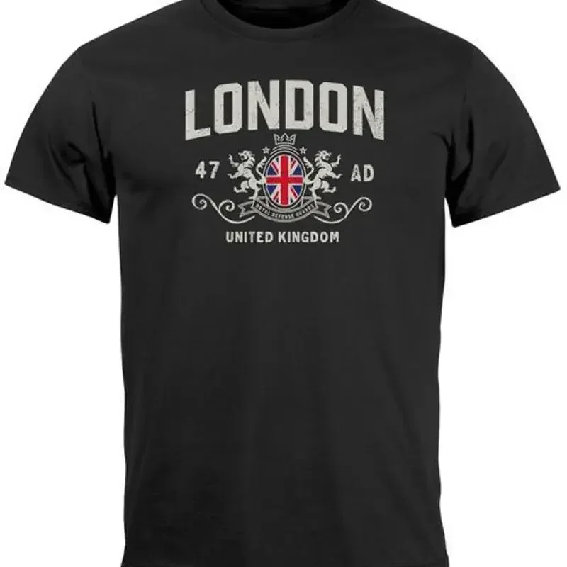 Herren-T-Shirt mit Retro-Print „London United Kingdom Union Jack England“.