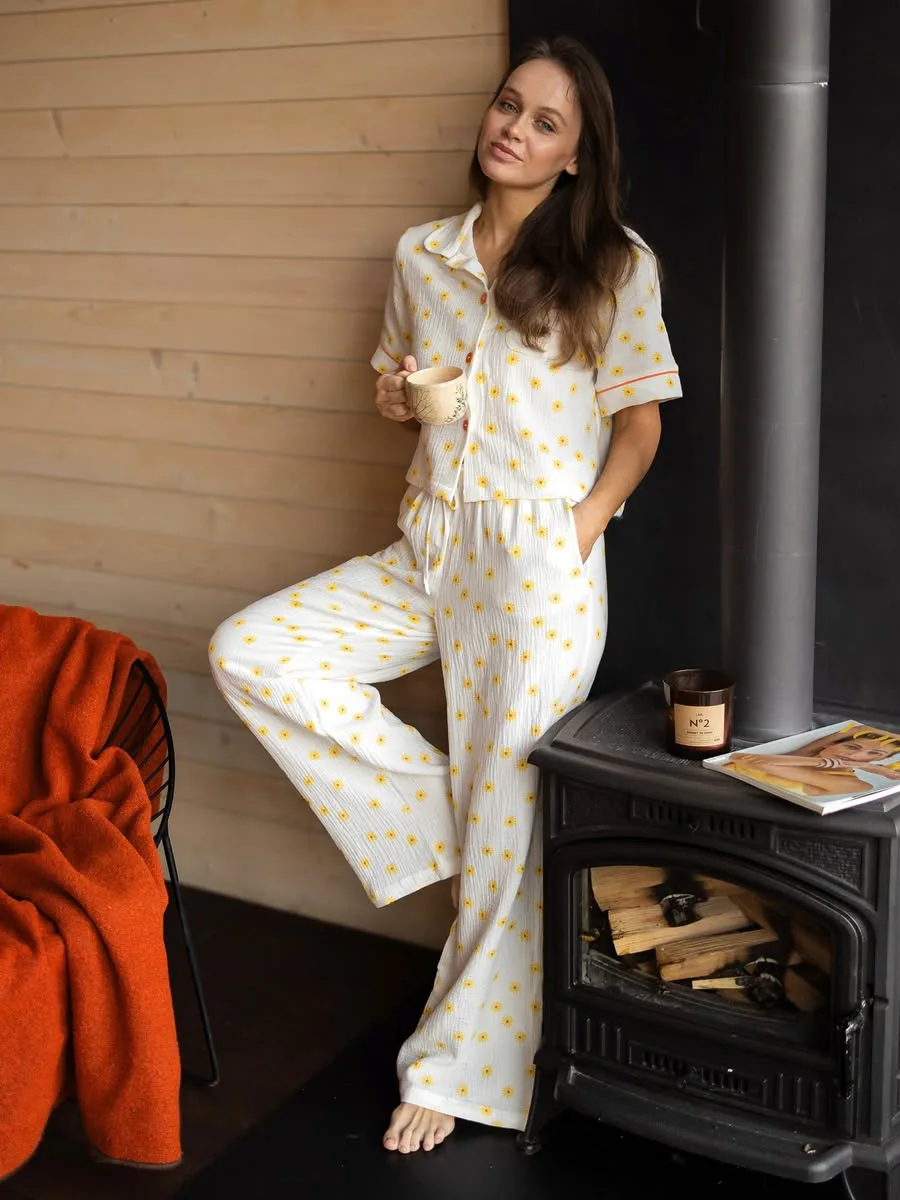 muzuleva-women's-2026-spring-summer-new-daisy-printed-short-sleeve-pants-pajama-set-two-piece-sleepwear