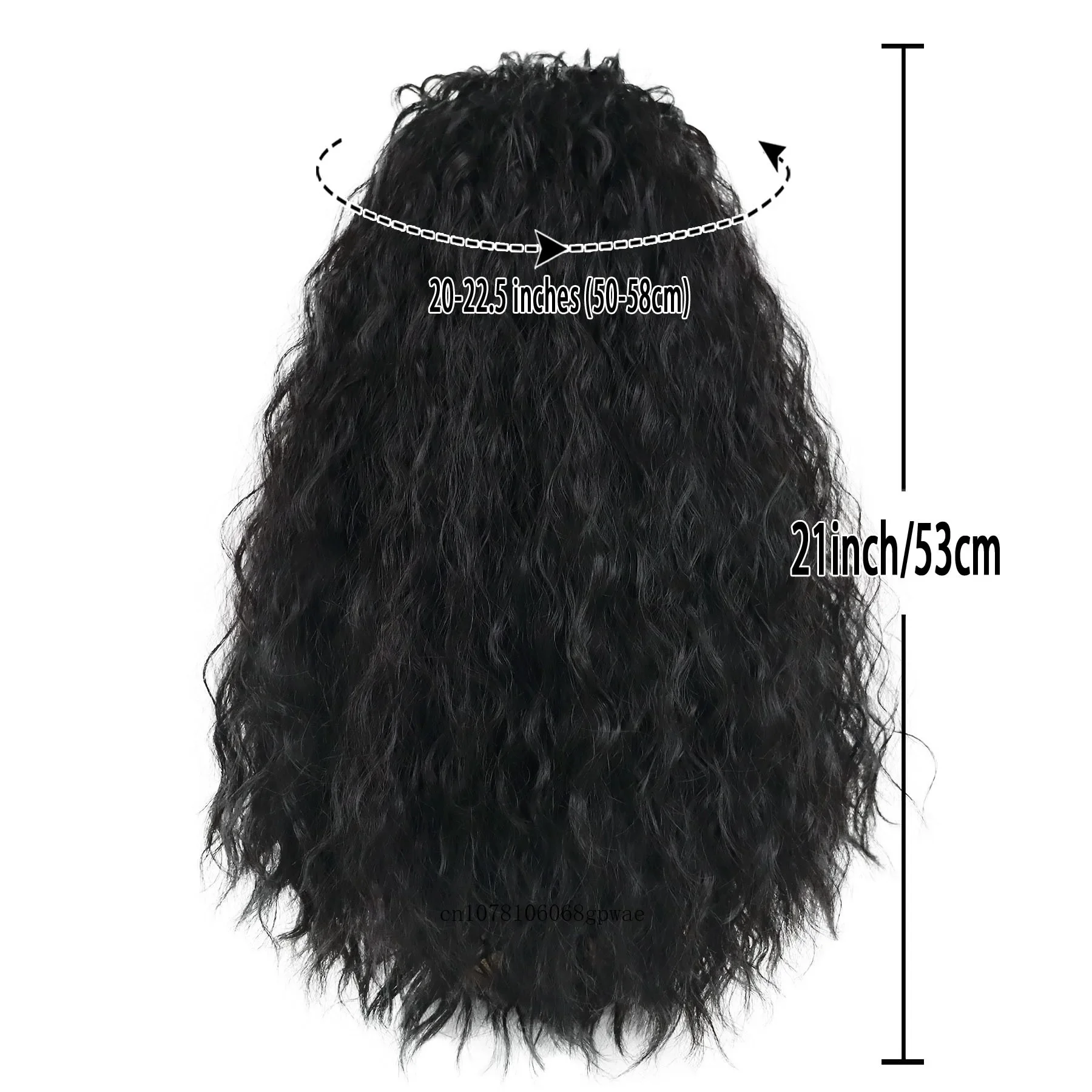 شعر مستعار اصطناعي رقيق مجعد مع الانفجارات للنساء 21 بوصة طويلة أسود متموج الباروكات الاستخدام اليومي حفلة تأثيري ارتفاع درجة الحرارة الألياف #6