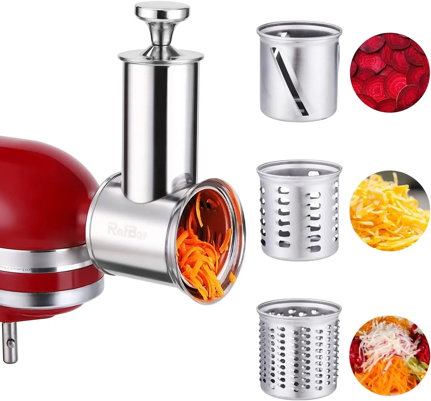 

Large-Capacity Slicer Shredder for KitchenAid Stand Mixer, 3 Stainless Blades, Dishwasher Safe