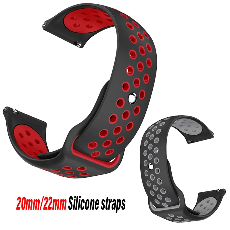 

Силиконовые ремешки Pop 20 мм/22 мм для Amazfit GTS 4/3/2/2e/4 Mini/GTR 4/3/3 Pro/2/2e, спортивный браслет Amazfit Bip 6-5-3/u/s/pro