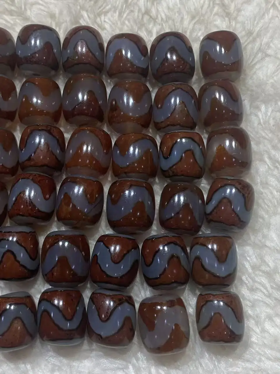 Taiwanese craftsmanship Cuosi Tiger Tooth Daluo DZI tri-color round beads weathered patina Tibetan-style loose bead for bracelet