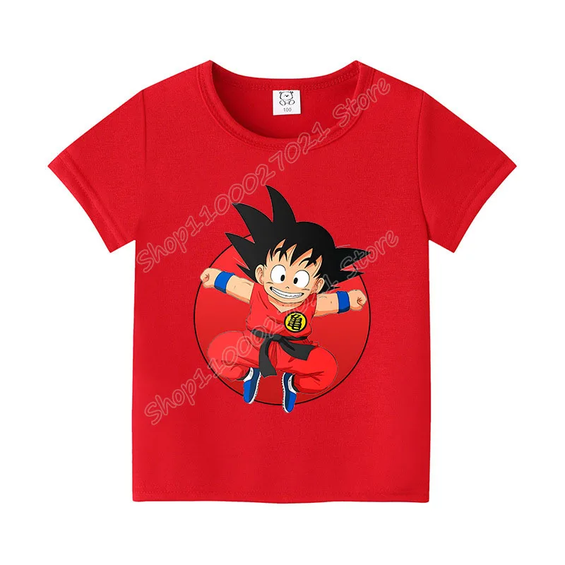 Dragon Ball Goku t shirt dla dzieci nowa bawełniana kolorowa odzież seksowne Anime bluzki śliczne ubrania Cartoon Figure Sunmer Tee prezent dla