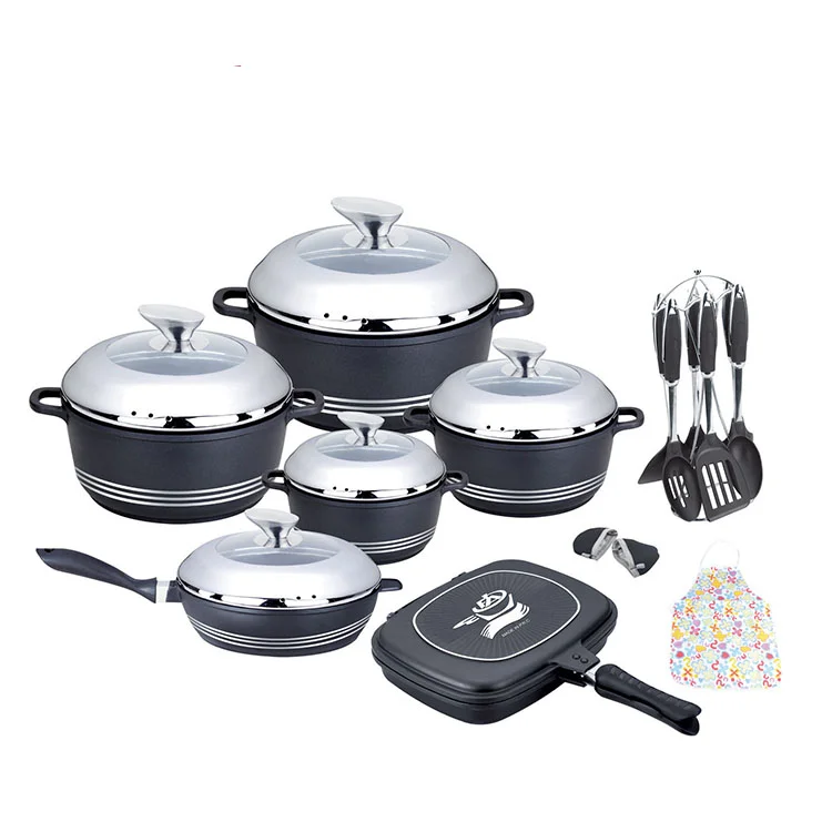 

cooklover 22pcs die casting aluminum non stick Cookware Set/sauce pot/saucepan/frypan/double grill pan