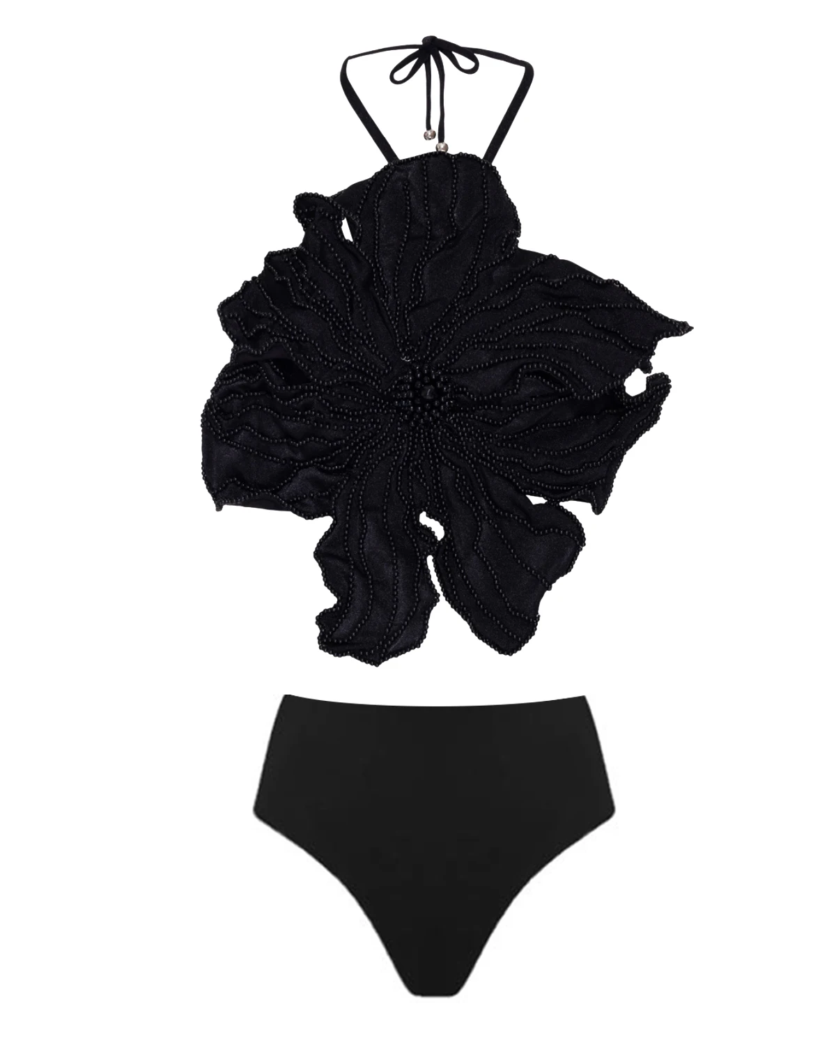 Ensemble de bikini en maille en forme de fleur de style conflicNeck, pantalon de natation assressenti, vêtements de plage d'été, maillots de bain de luxe, nouveau