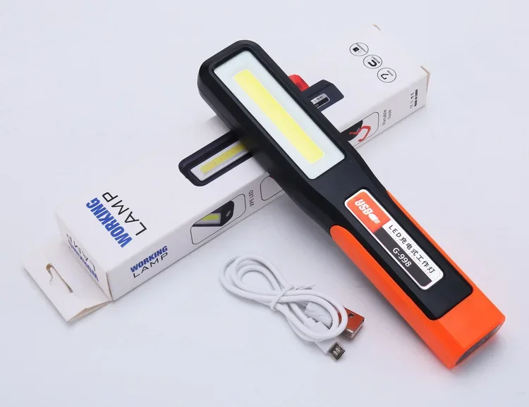 Potente luz LED de trabajo COB, lámpara mecánica para garaje de coche, linterna recargable por USB, linterna magnética, luz de emergencia, luz de advertencia