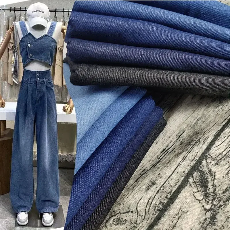 Washed Pure Cotton Denim Fabric High Quality By Meter for Skirts Clothes Sewing Plain Pants Jeans Textile Comfortable Breathable