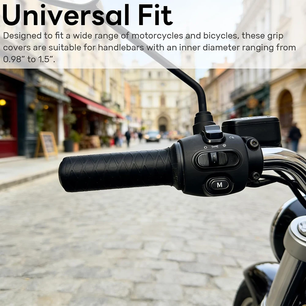 Universal Silicone Handlebar Grip Covers, Wrap-Around Motorcycle Grips Wrap, Enhanced Grip and Comfort Protector Cover