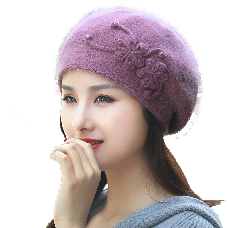 Autumn and winter 2023 new Korean version of the trend with rabbit wool knit wool hat female thermal protection cover ear beret