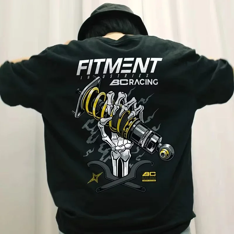 Car Modification Culture T Shirt BC Racing Skeleton Hand Personality Print Men Women Cotton Tee Short Sleeve T-shirt Summer Tops
