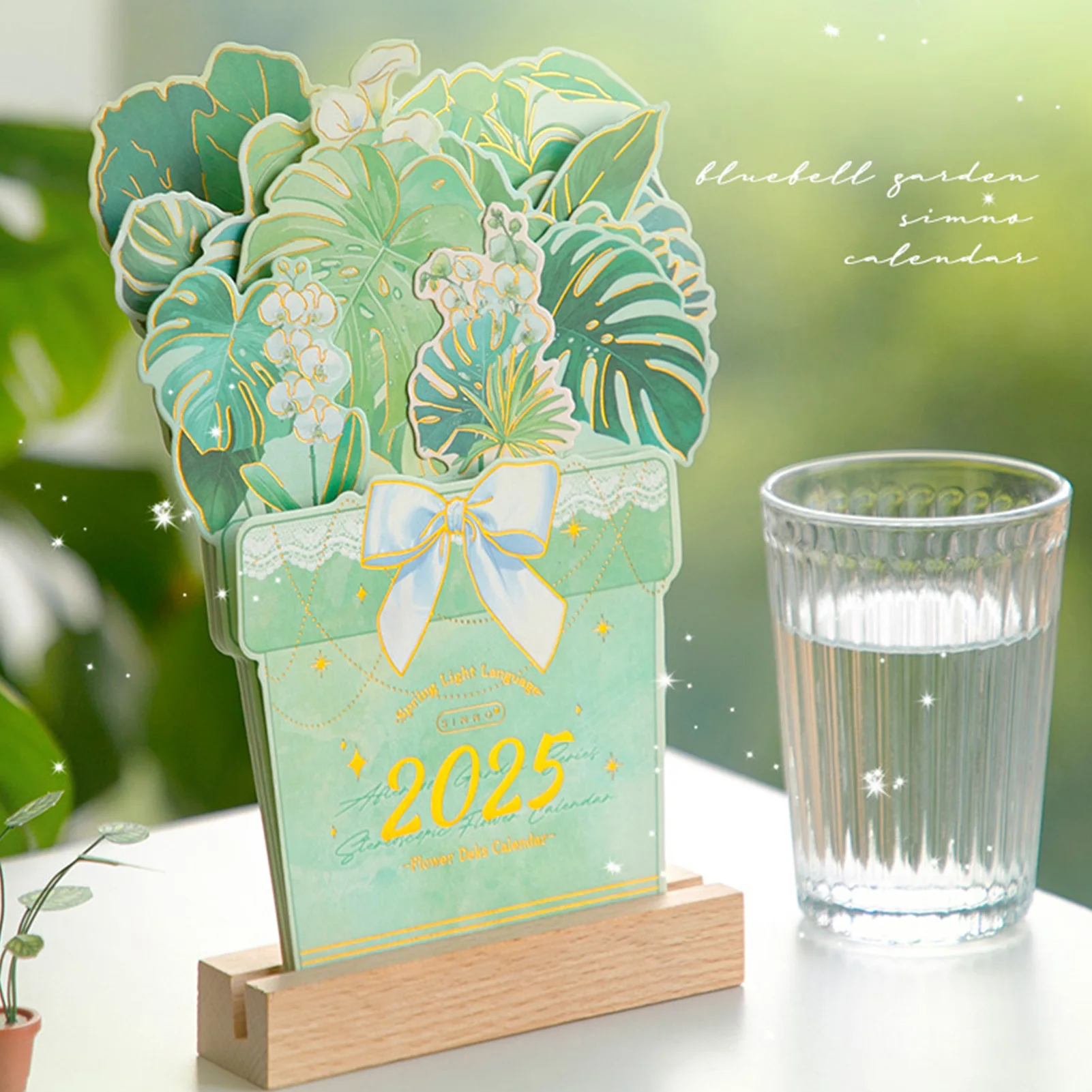 Calendario da tavolo con fiori 2025 Calendario da tavolo a forma di vaso affascinante adatto per regali di compleanno Regali di Capodanno