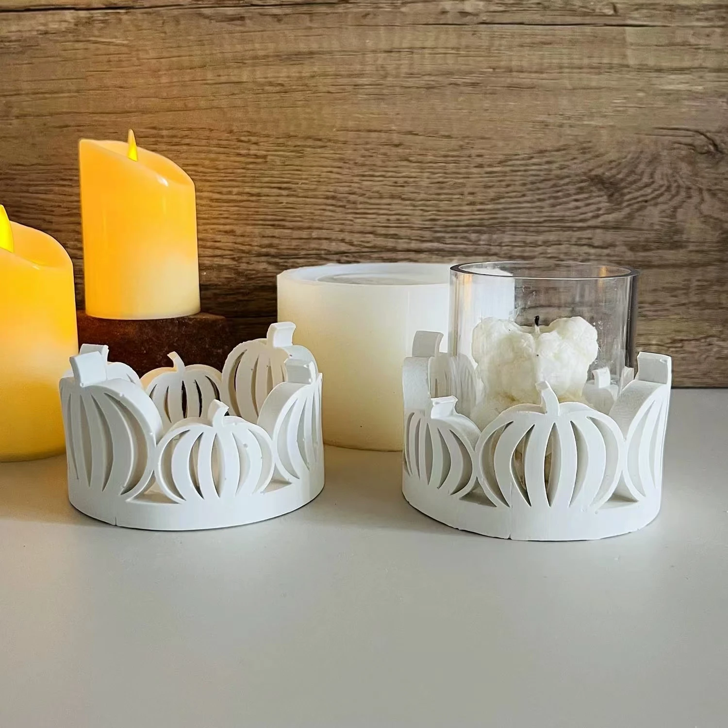 Ring Pumpkin Candle Holder Silicone Mold DIY Cement Gypsum Pouring Epoxy Resin Storage Mold Home Holiday Crafts