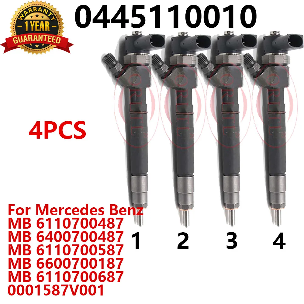 0445110010 CR Fuel Injector Nozzle 0 445 110 010 OEM 6600700187 6110700687 For Mercedes Sprinter C200,C220,C270,E200,E220 4PCS