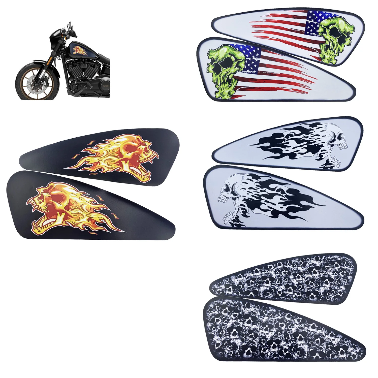 3D Decorative Fuel Gas Tank Sticker Decal For Harley Sportster XL 883 1200 48 72 Cafe Racer Street Tracker Scrambler Chop