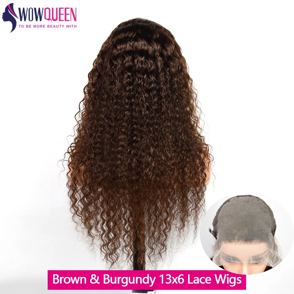 13x6 HD Lace Frontal Wig 30 Inch Chocolate Brown Human Hair Wig 99J Burgundy 13x6 HD Colored Lace Front Human Hair Wig 36 38Inch