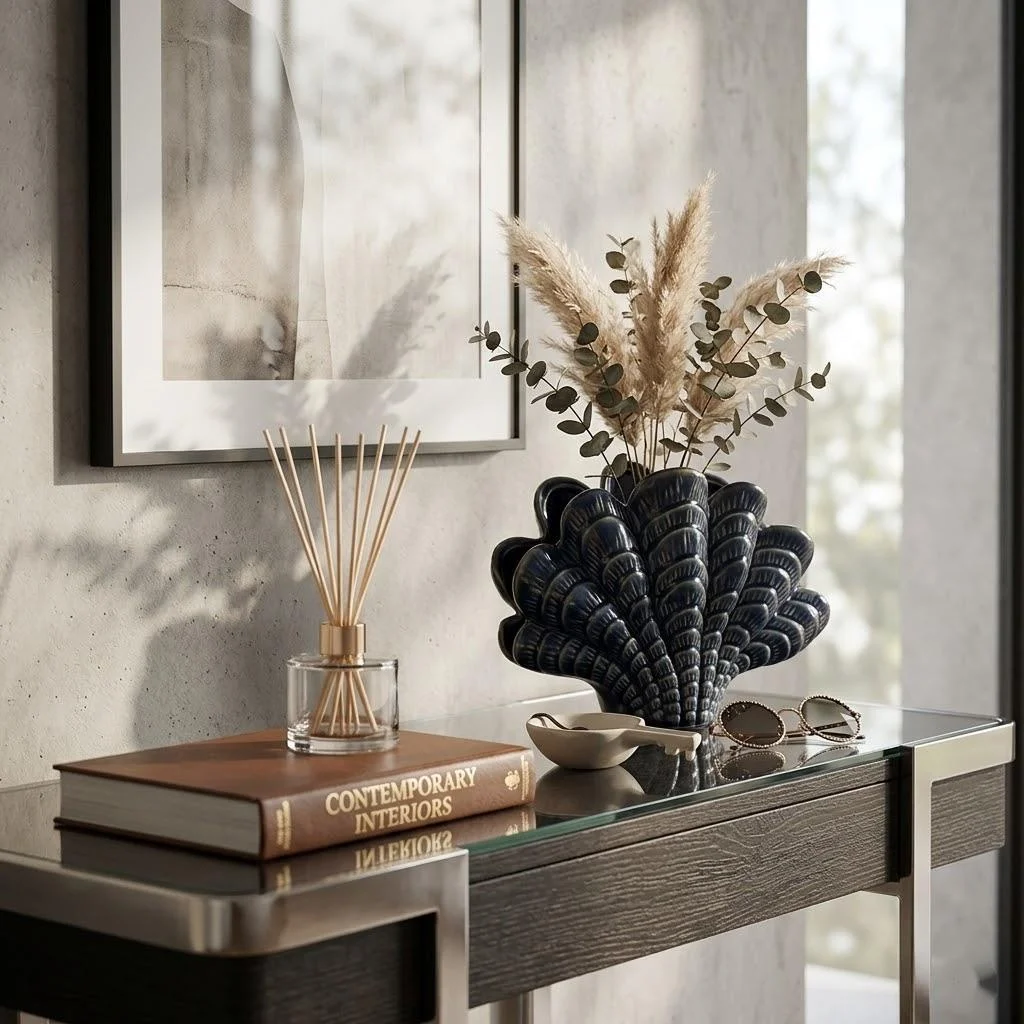 

Modern Luxury Ceramic Shell Vase Elegant Sculpture Ideal For Foyer Table Living Room Office Wine Cabinet Home Display Gift For
