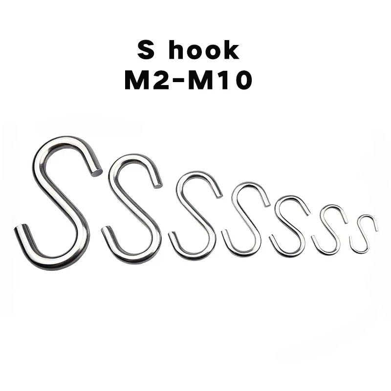 304 Stainless Steel S-Shape Hooks Multi-function Railing S Clothes Hanger Hook Clasp Kitchen Bathroom Balcony Storage Tools