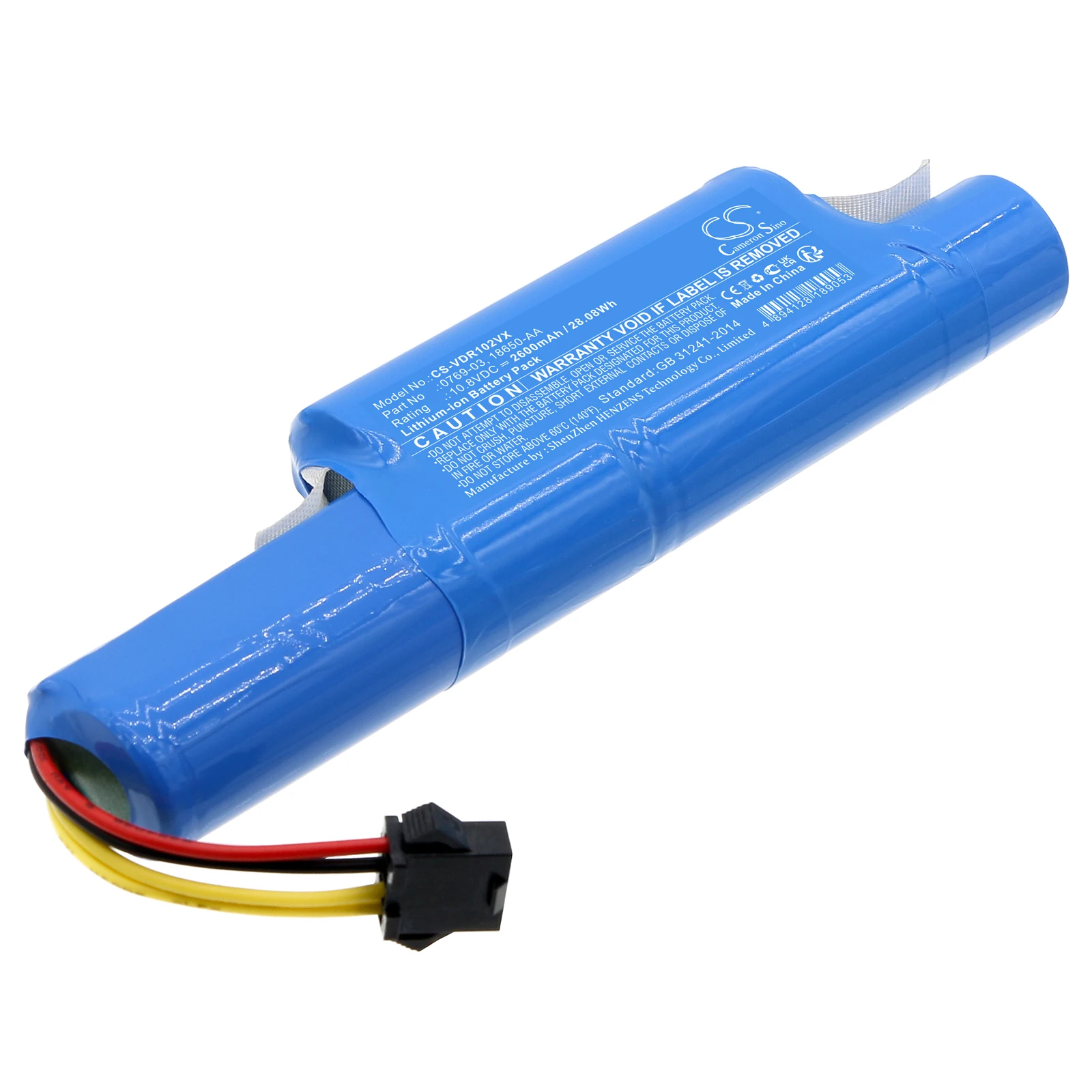 Сменный аккумулятор CS для Vileda VR 102, VR 201 PetPro, VR 303, VR One 0769-03, 18650-AA 2600 м