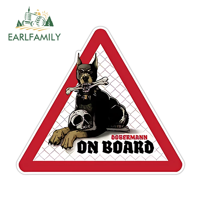 

Наклейки на автомобиль EARLFAMILY с предупреждающим знаком и изображением собаки добермана, водонепроницаемые, износостойкие, аксессуары для автомобиля.