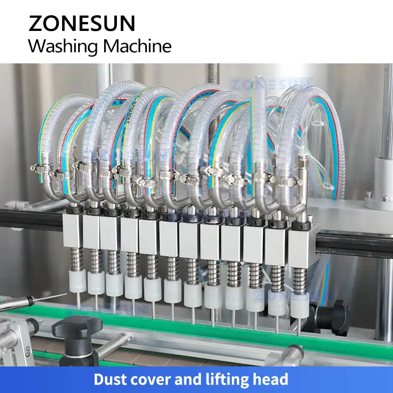 ZONESUN ZS-NIC3 Máquina de limpieza de botellas de enjuague de aire de 12 cabezales Lavadora de botellas de iones negativos