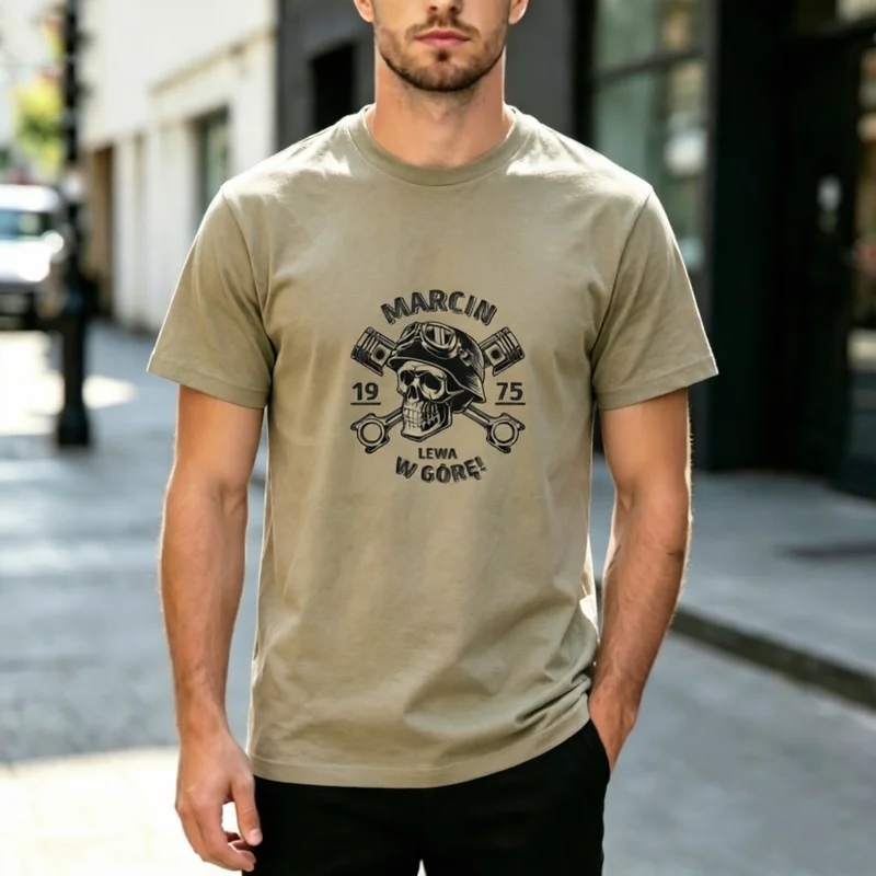 Vintage Biker Skull Engine Piston Graphic T Shirt Men Cotton Crewneck Motorcycle Mechanic Tee For Summer Casual Streetwear