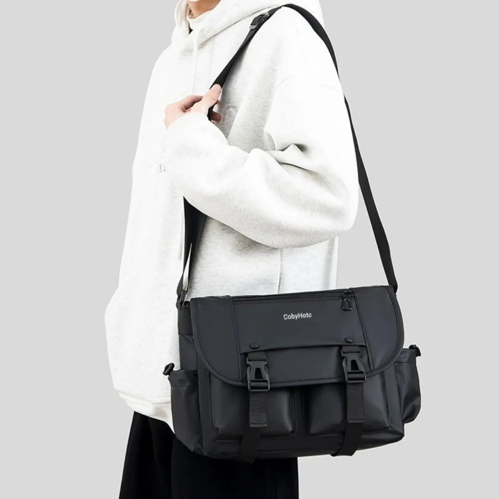 

Solid Color Men Crossbody Bag Waterproof Large Capacity Business Shoulder Bag Multi-function Travel Bag Large Square Bag Men