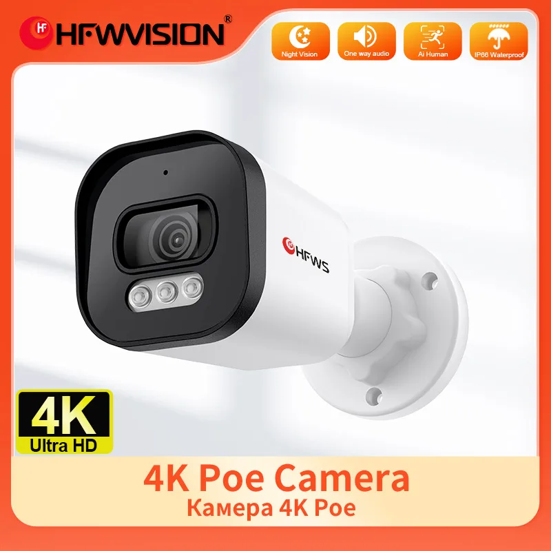 Caméras Bullet de Protection de Sécurité 4K 8MP, Vidéo Domestique, Survalance, CCTV, Extérieur, Étanche, Vision Nocturne Externe