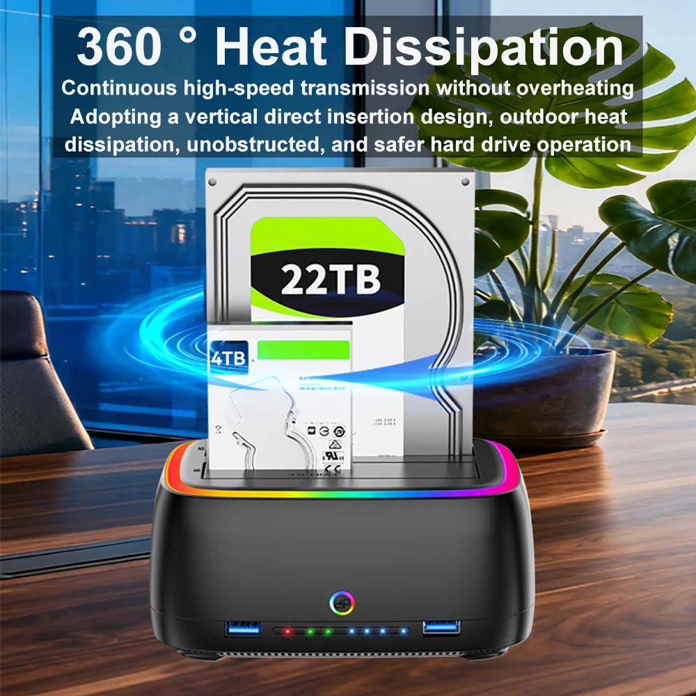 Док-станция для жесткого диска 5 Гбит/с, адаптер SATA-USB3.0 для 2,5 3,5 SSD RGB с эффектом подсветки, док-станция для жесткого диска, док-станция для жесткого диска