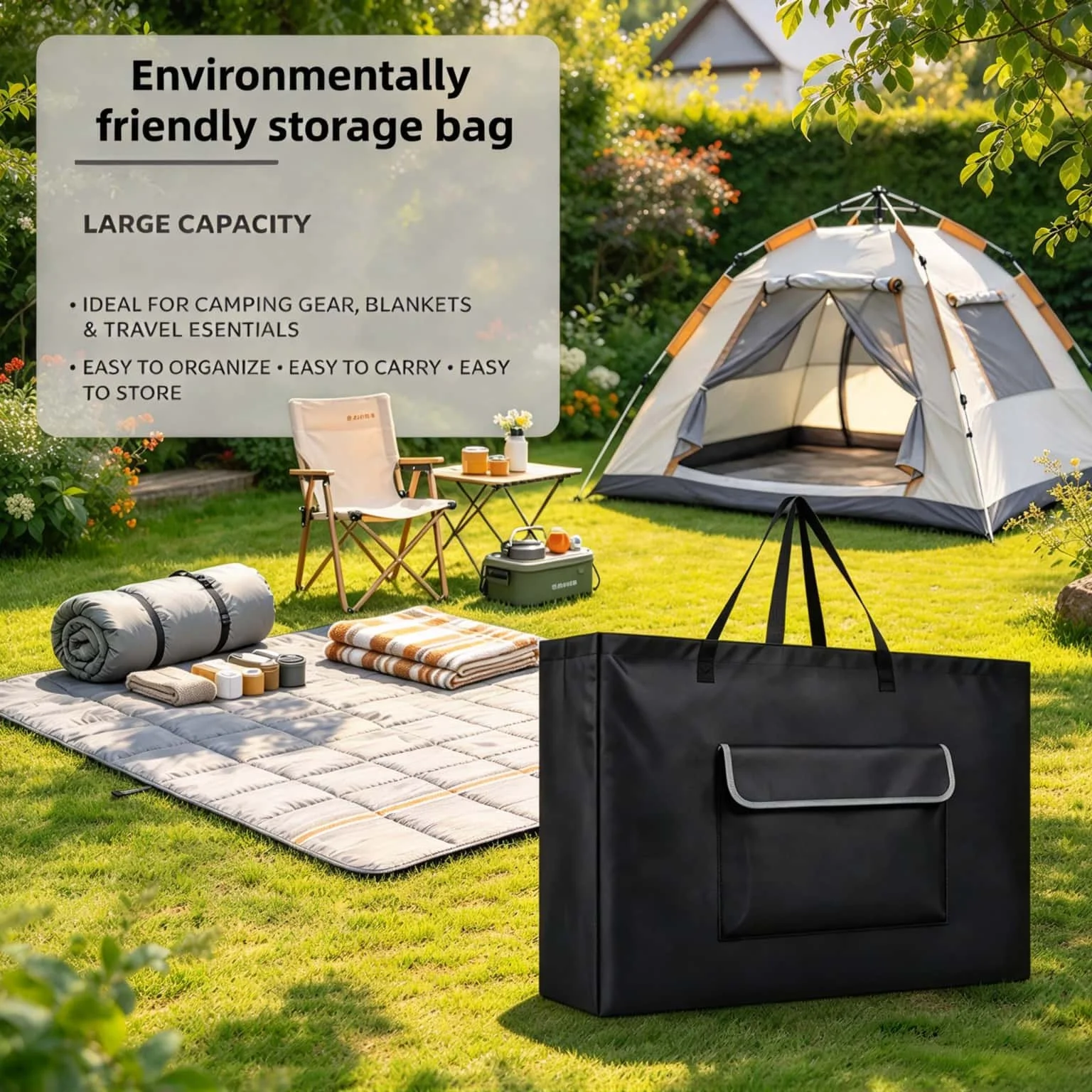 Foldable Oxford Cloth Storage Bag Reusable Large Capacity Shopping Tote Bag Portable Household Organizer