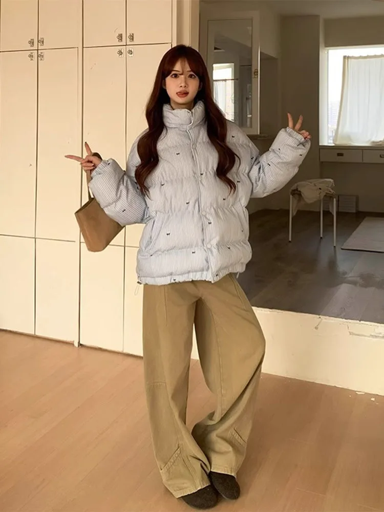 

plus Size Vintage Khaki Denim Pants Women Loose Design Straight Leg Drapey Jeans High Waist Wide Leg Casual Summer Denim