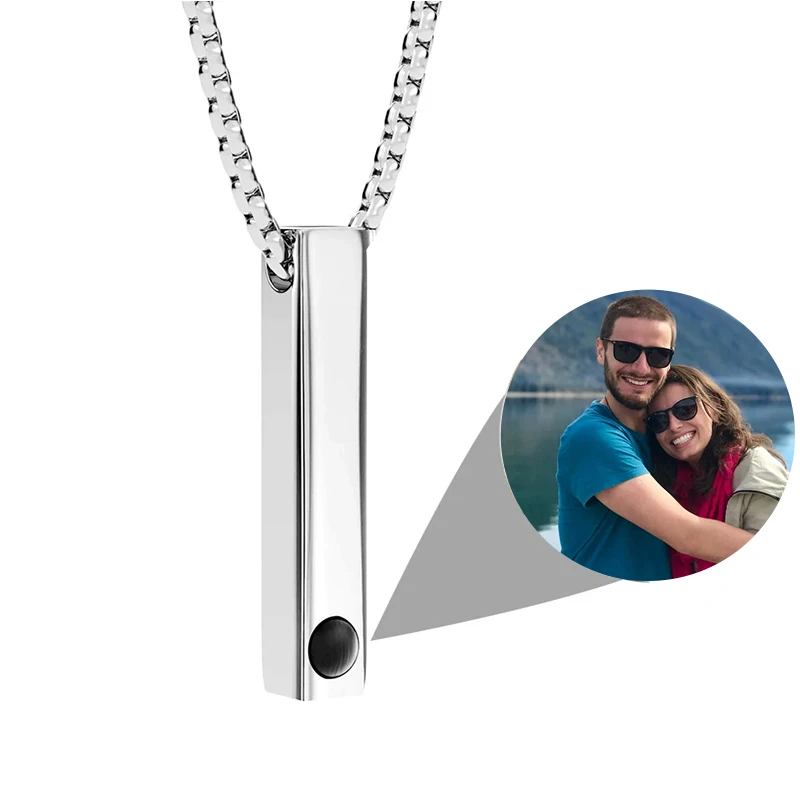 Custom Photo Projection Bar Necklace Picture Personalized Necklace Customized Photo Pendant Necklaces with Picture Jewelry Gift