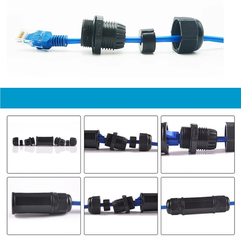 

Waterproof RJ45 Network Straight-through Header Connector Double Connector Broadband Network Cable Extension Connector