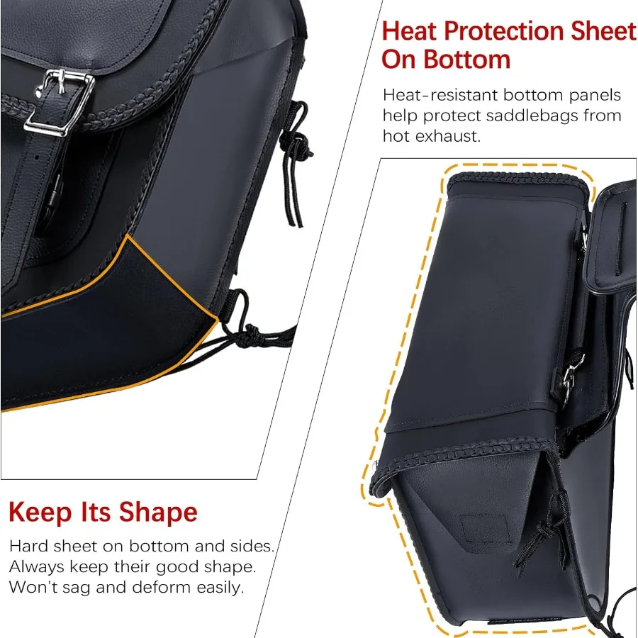 Faux Leather Motorcycle Saddle Bags Throw Over Saddlebags PVC Motorcycle Side Bags for Honda Shadow Sportster Softail Dyna Vsta