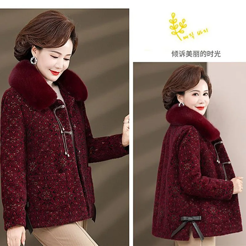 Middle-Aged Mothers Wear Mink-Like Coats For Women Autumn And Winter New 2024 Jacket Wool-Padded Coats Women Woolen Coats