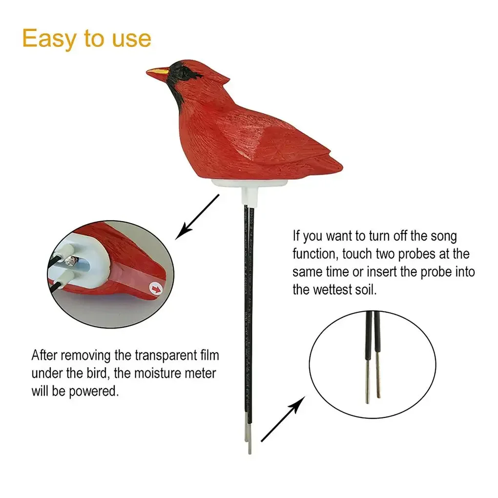 2Pcs Indoor Plant Water Monitor Indoor Plant Soil Tester Bird Water Moisture Test Sensor Meter Hygrometer Watering AlarmReminder